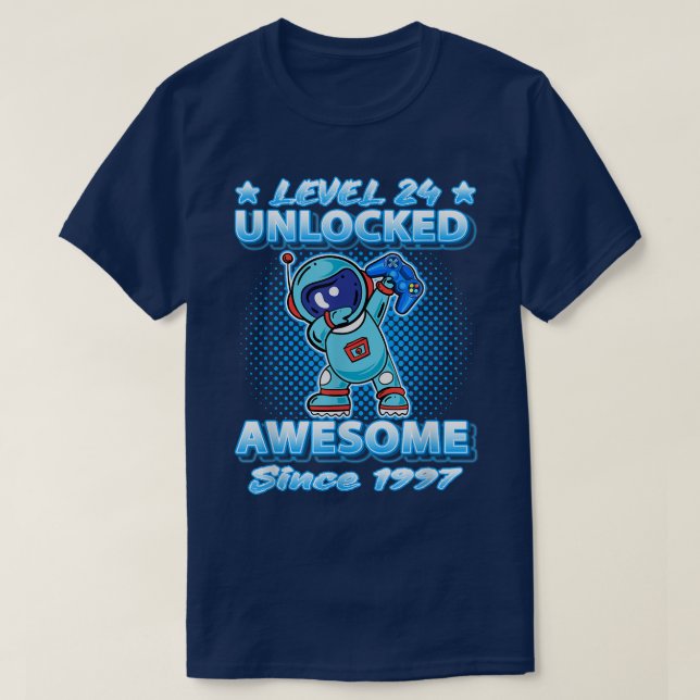 Level 24 Unlocked Awesome Since 1997 Dabbing Astro T-Shirt (Design Front)
