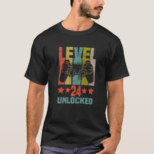 Level 24 Unlocked Video Gamer 24th Birthday Boys T-Shirt