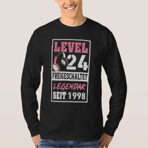 Level 24 Years Gamer Girl Seit 1998 Birthday Video T-Shirt