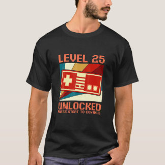 Level 25 Unlocked 25 Birthday Gamer Controller T-Shirt