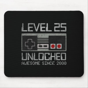Level 25 Unlocked 25th Birthday 25 Year Old Video Mouse Mat