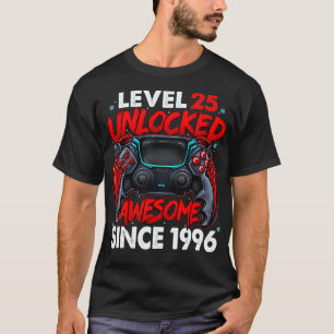 Level 25 Unlocked Awesome Since 1996 25th Birthday T-Shirt