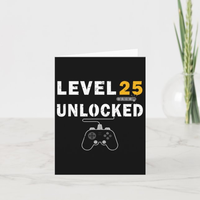 Level 25 Unlocked Video Gamer 25th Birthday Gift V Card (Front)