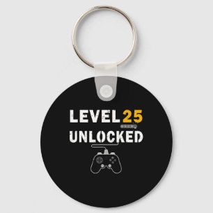 Level 25 Unlocked Video Gamer 25th Birthday Gift V Key Ring