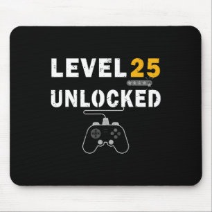 Level 25 Unlocked Video Gamer 25th Birthday Gift V Mouse Mat