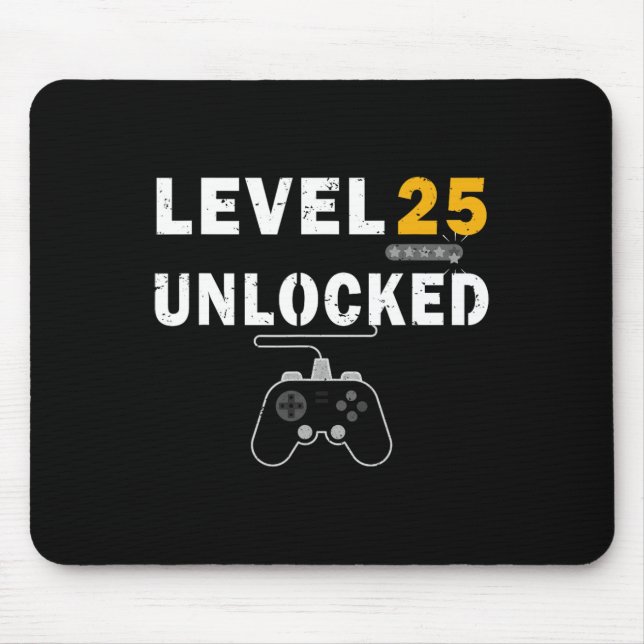 Level 25 Unlocked Video Gamer 25th Birthday Gift V Mouse Mat (Front)
