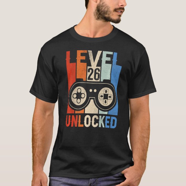 Level 26 Unlocked Shirt Funny Video Gamer 26th Bir (Front)