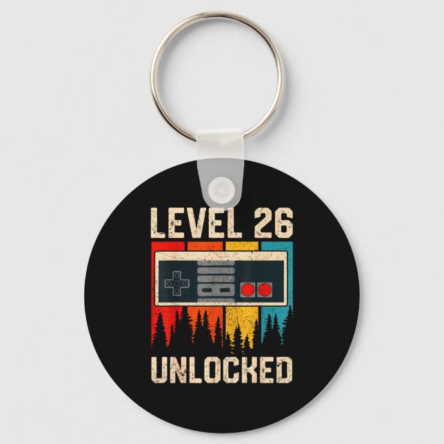 Level 26 Unlocked Video Game Controller Birthday M Key Ring (Front)