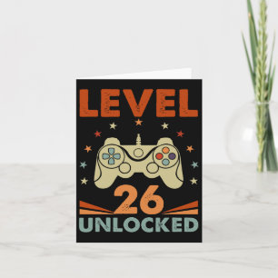 Level 26 Unlocked Video Gamer 26th Birthday 26 Yea Card