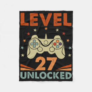 Level 27 Unlocked Video Gamer 27th Birthday 27 Yea Fleece Blanket