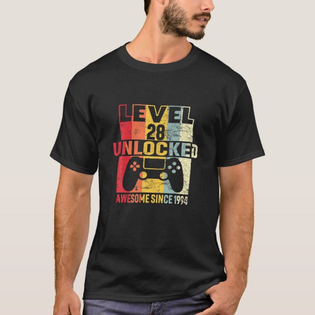 Level 28 Unlocked 1994 28Th Birthday Gift 28 Year T-Shirt (Front)