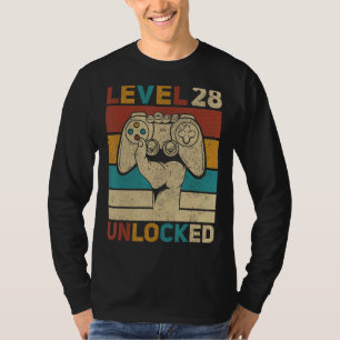 Level 28 Unlocked 28th Birthday 28 Years Old Gamer T-Shirt