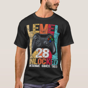 Level 28 Unlocked Awesome Since 1993 28th Birthday T-Shirt
