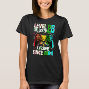 Level 28 Unlocked Awesome Since 1994 28th Birthday T-Shirt