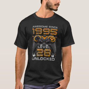 Level 28 Unlocked Awesome Since 1995 28th Birthday T-Shirt