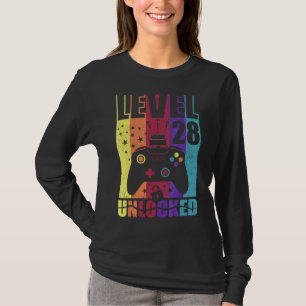 Level 28 Unlocked Birthday Level Up 28th Birthday T-Shirt