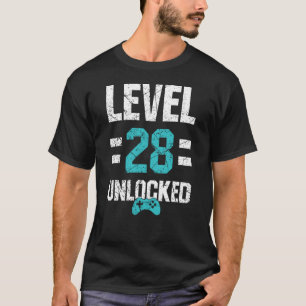 Level 28 Unlocked: Gamer's 28th Birthday T-Shirt