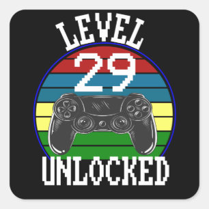 Level 29 Unlocked Funny 29th Birthday Gift idea Square Sticker