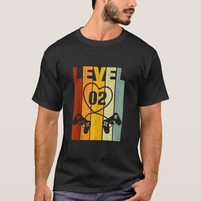 Level 2 Best  For Gamer Couple 2nd Wedding Anniver T-Shirt (Front)