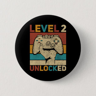 Level 2 Unlocked 2 Year Old Boy Second Bday Kid 2n 6 Cm Round Badge