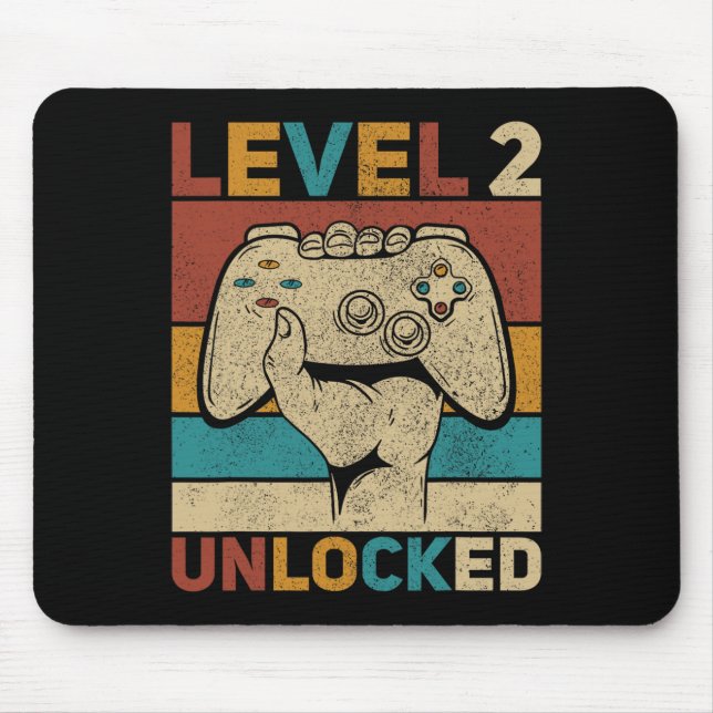 Level 2 Unlocked 2 Year Old Boy Second Bday Kid 2n Mouse Mat (Front)