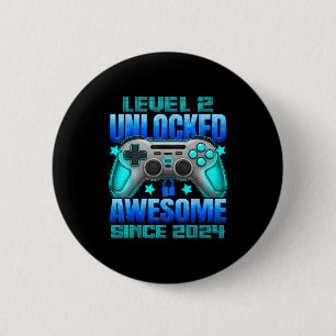 Level 2 Unlocked 2 Year Old For Boys 2nd Birthday  6 Cm Round Badge