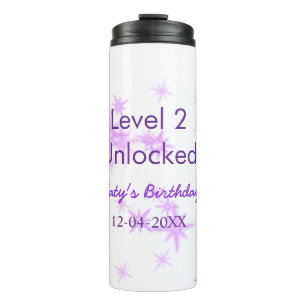 Level 2 unlocked add birthday name date purple spa thermal tumbler