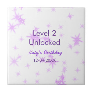 Level 2 unlocked add birthday name date purple spa tile
