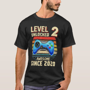Level 2 Unlocked Awesome 2020 Video Gamer 2nd Birt T-Shirt