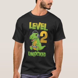 Level 2 Unlocked Birthday Dinosaur 2 Years Old Vid T-Shirt