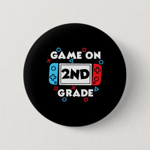 Level 2 Unlocked Ck To School Gamer Design For 2nd 6 Cm Round Badge