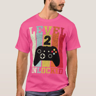 Level 2 Unlocked Funny Video 2nd Birthday Gift T-Shirt