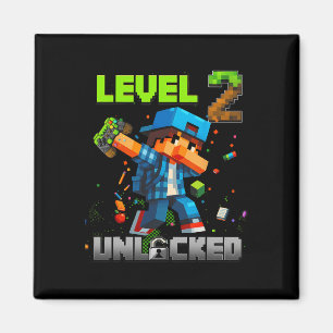 Level 2 Unlocked Funy Birthday Boy Pixel Gamer 2nd Magnet
