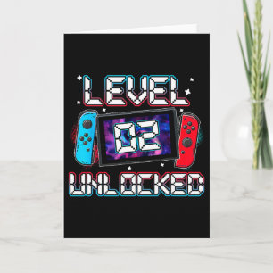 Level 2 Unlocked Gamer 2nd Birthday Gift Video Gam Card