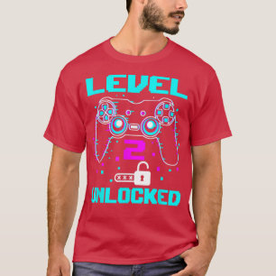 Level 2 Unlocked Video Game 2nd Birthday Gift T-Shirt
