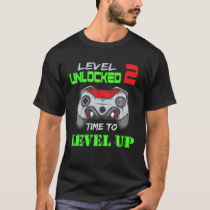 Level 2 Unlocked Video Gamer 2 Years Old Birthday T-Shirt
