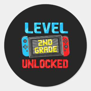 Level 2nd Grade Unlocked Back To School First Day  Classic Round Sticker