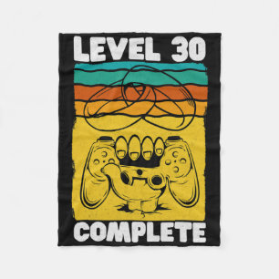 Level 30 Complete Gamer - Vintage 30th Wedding Ann Fleece Blanket