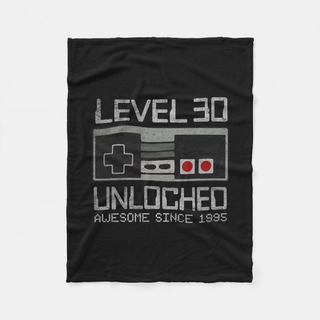 Level 30 Unlocked 30th Birthday 30 Year Old Video  Fleece Blanket (Front)