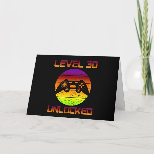 Level 30 Unlocked 30th Video Gamer Birthday Gift Card (Front)