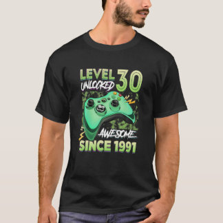 Level 30 Unlocked Awesome 1991 Video Game 30Th Bir T-Shirt