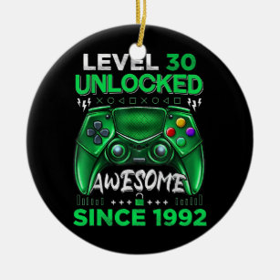 Level 30 Unlocked Awesome 1992 Video Game 30th Ceramic Tree Decoration