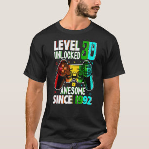 Level 30 Unlocked Awesome Since 1992 30th Birthday T-Shirt