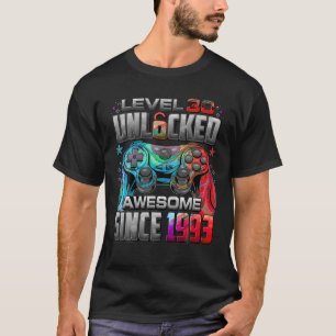 Level 30 Unlocked Awesome Since 1993 30th Birthday T-Shirt