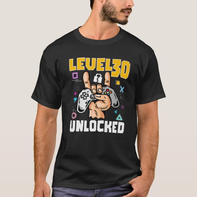 Level 30 Unlocked Awesome Video Game 30Th Birthday T-Shirt (Front)
