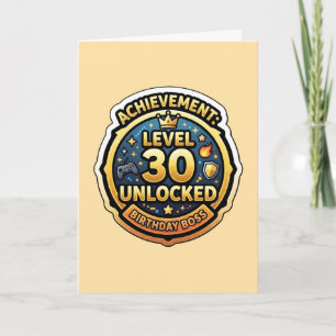 Level 30 Unlocked Birthday Boss Gamer Gift Card