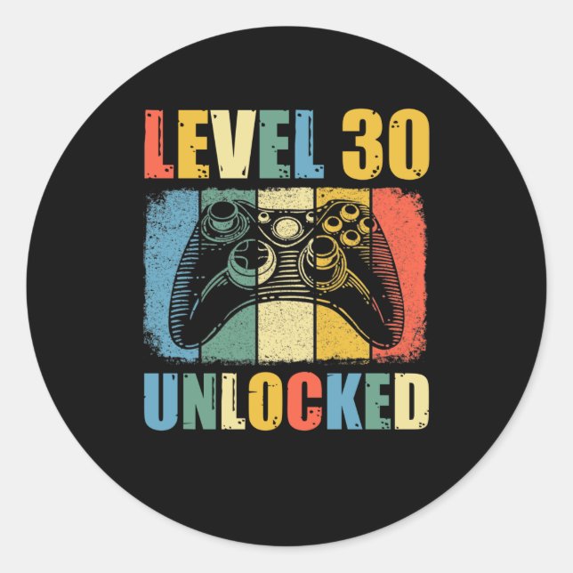 Level 30 unlocked classic round sticker (Front)