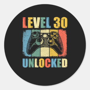 Level 30 unlocked classic round sticker