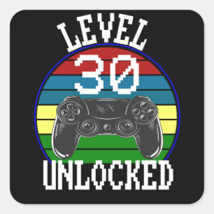 Level 30 Unlocked Funny 30th Birthday Gift idea Square Sticker