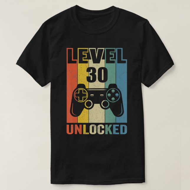 Level 30 Unlocked  Funny Video Gamer 30th Birthday T-Shirt (Design Front)